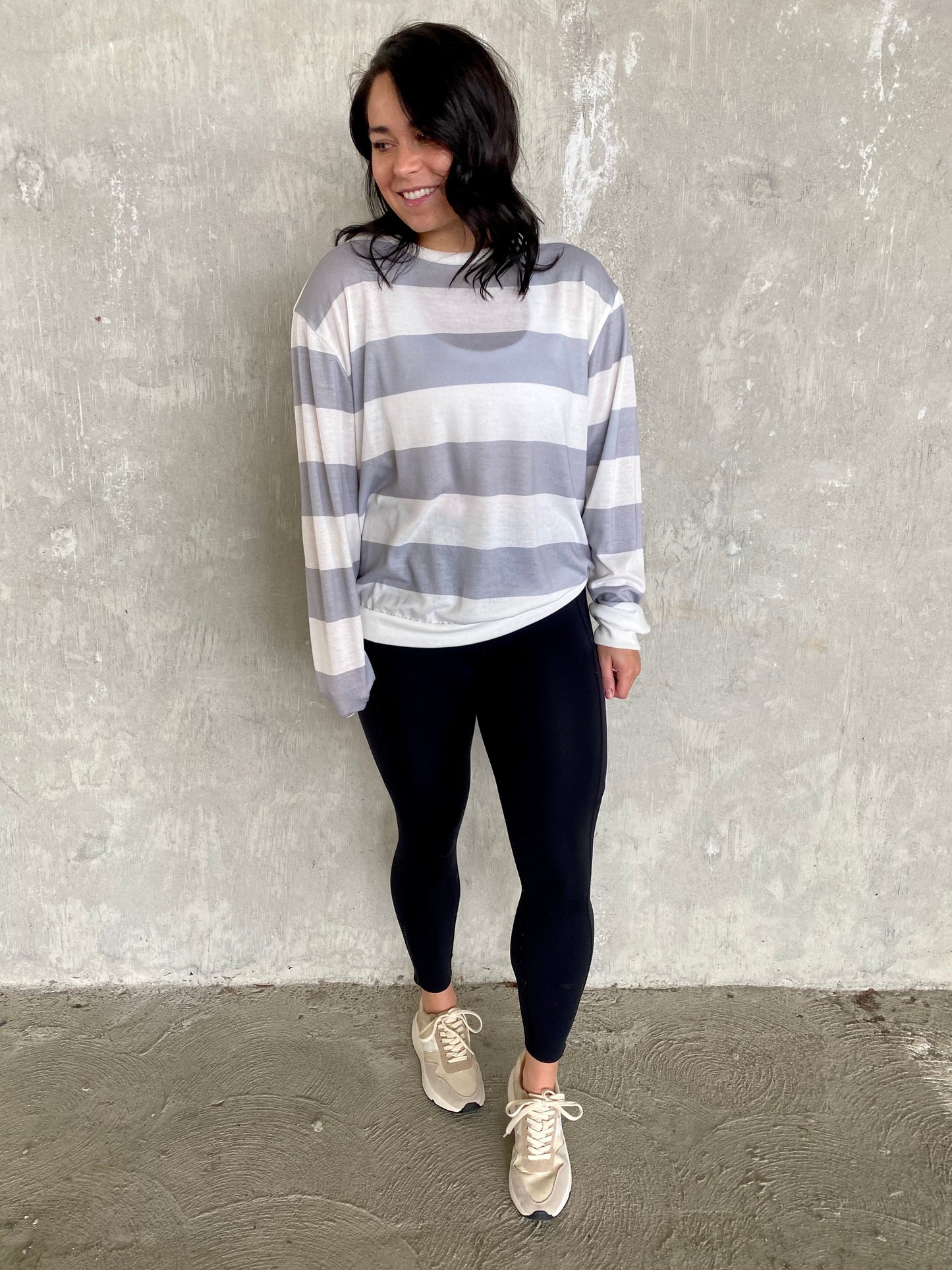 Grey Stripe Crewneck Sweatshirt
